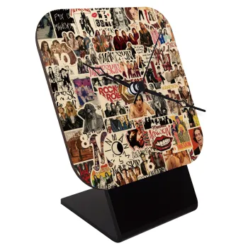 Maneskin stickers, Quartz Table clock in natural wood (10cm)