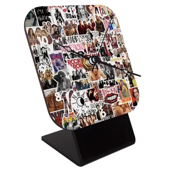 Maneskin stickers, Επιτραπέζιο ρολόι ξύλινο με δείκτες (10cm)