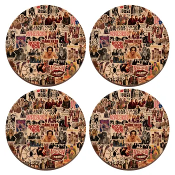 Maneskin stickers, ΣΕΤ x4 Σουβέρ ξύλινα στρογγυλά plywood (9cm)