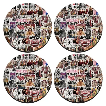 Maneskin stickers, ΣΕΤ 4 Σουβέρ ξύλινα στρογγυλά (9cm)