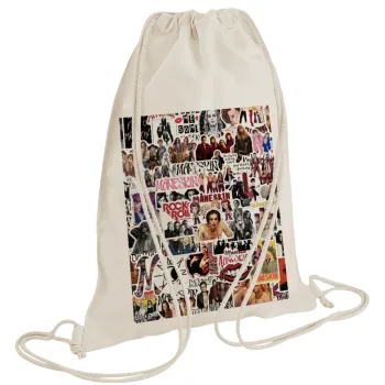 Maneskin stickers, Backpack bag GYMBAG natural (28x40cm)