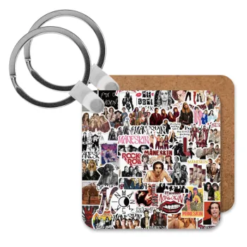 Maneskin stickers, Μπρελόκ Ξύλινο τετράγωνο MDF