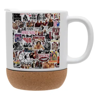 Maneskin stickers, Κούπα, κεραμική με βάση φελού και καπάκι (ΜΑΤ), 330ml