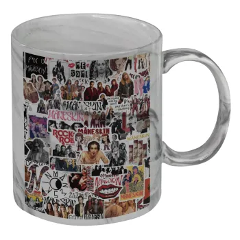 Maneskin stickers, Mug ceramic marble style, 330ml