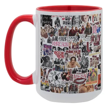 Maneskin stickers, Κούπα Mega 15oz, κεραμική Κόκκινη, 450ml