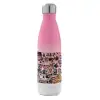 Μεταλλικό παγούρι θερμός Ροζ/Λευκό (Stainless steel), διπλού τοιχώματος, 500ml