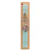 Easter Set, wooden keychain & aromatic flat Easter candle (30cm) (TURQUOISE)