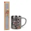 Easter Set, metallic thermal cup (300ml) & Easter aromatic flat candle (30cm) (GRAY)