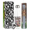 Easter candle, metallic white thermos bottle (500ml) & aromatic flat candle (30cm) (GRAY)