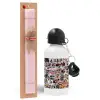 Easter Set, metallic aluminum bottle (500ml) & aromatic flat Easter candle (30cm) (PINK)