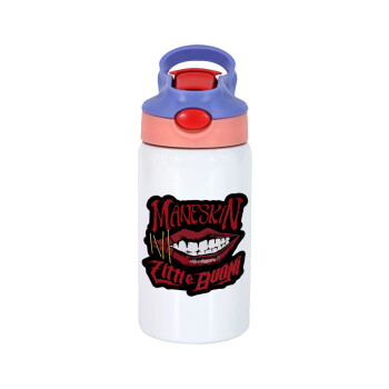 Maneskin lips, Children's hot water bottle, stainless steel, with safety straw, pink/purple (350ml)