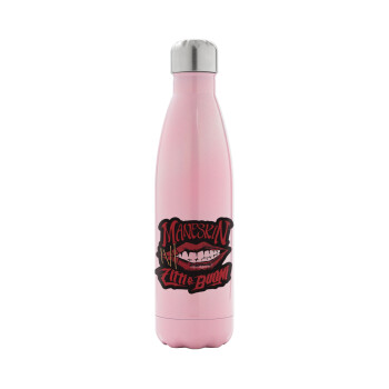 Maneskin lips, Metal mug thermos Pink Iridiscent (Stainless steel), double wall, 500ml