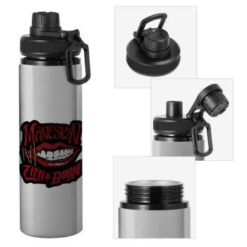 Maneskin lips, Metallic water bottle with safety cap, 850ml aluminum
