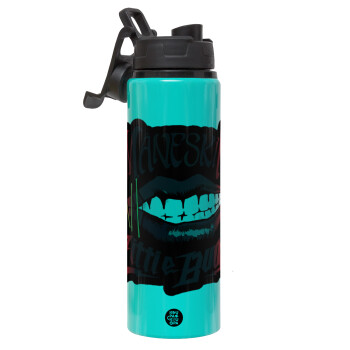 Maneskin lips, Μεταλλικό παγούρι νερού με καπάκι ασφαλείας, αλουμινίου 850ml