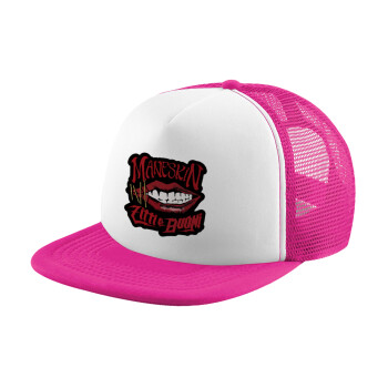 Maneskin lips, Καπέλο Soft Trucker με Δίχτυ Pink/White 