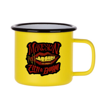 Maneskin lips, Κούπα Μεταλλική εμαγιέ ΜΑΤ Κίτρινη 360ml