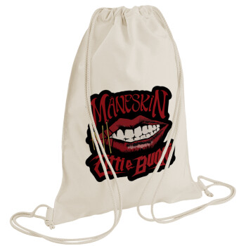 Maneskin lips, Backpack bag GYMBAG natural (28x40cm)