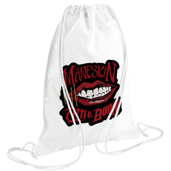 Maneskin lips, Backpack pouch GYMBAG white (28x40cm)