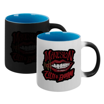 Maneskin lips, Κούπα Μαγική εσωτερικό μπλε, κεραμική 330ml που αλλάζει χρώμα με το ζεστό ρόφημα