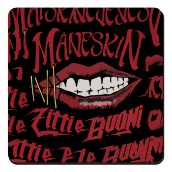 Maneskin lips, Τετράγωνο μαγνητάκι ξύλινο 9x9cm