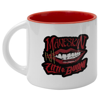 Maneskin lips, Κούπα κεραμική 400ml Λευκή/Κόκκινη