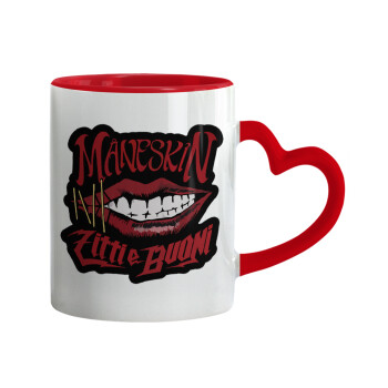 Maneskin lips, Mug heart red handle, ceramic, 330ml