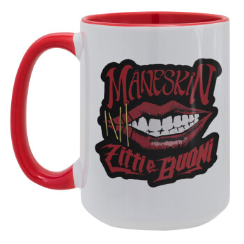 Maneskin lips, Κούπα Mega 15oz, κεραμική Κόκκινη, 450ml
