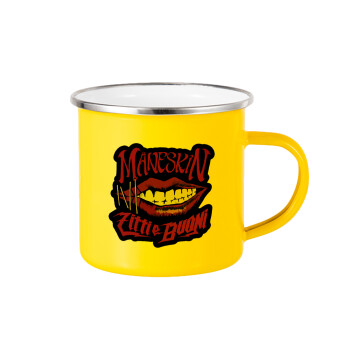 Maneskin lips, Yellow Enamel Metallic Cup 360ml