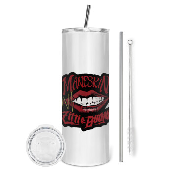 Maneskin lips, Tumbler stainless steel 600ml, with metal straw & cleaning brush