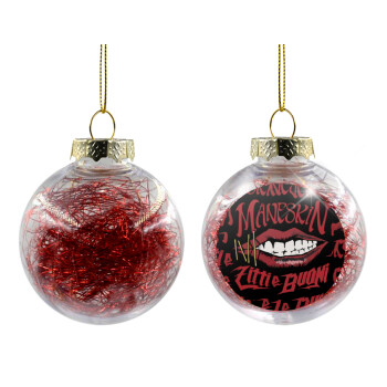 Maneskin lips, Χριστουγεννιάτικη μπάλα δένδρου διάφανη με κόκκινο γέμισμα 8cm