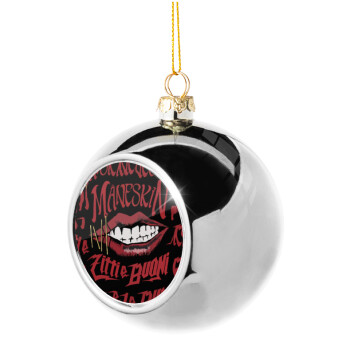Maneskin lips, Χριστουγεννιάτικη μπάλα δένδρου Ασημένια 8cm
