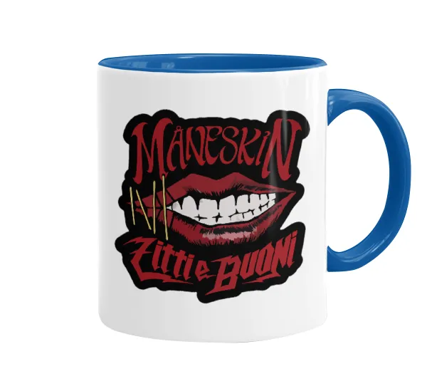 Maneskin lips — Mug colored blue, ceramic, 330ml