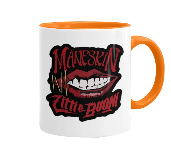 Maneskin lips — Mug colored orange, ceramic, 330ml
