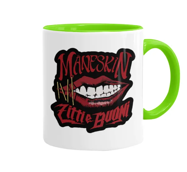 Maneskin lips — Κούπα χρωματιστή βεραμάν, κεραμική, 330ml