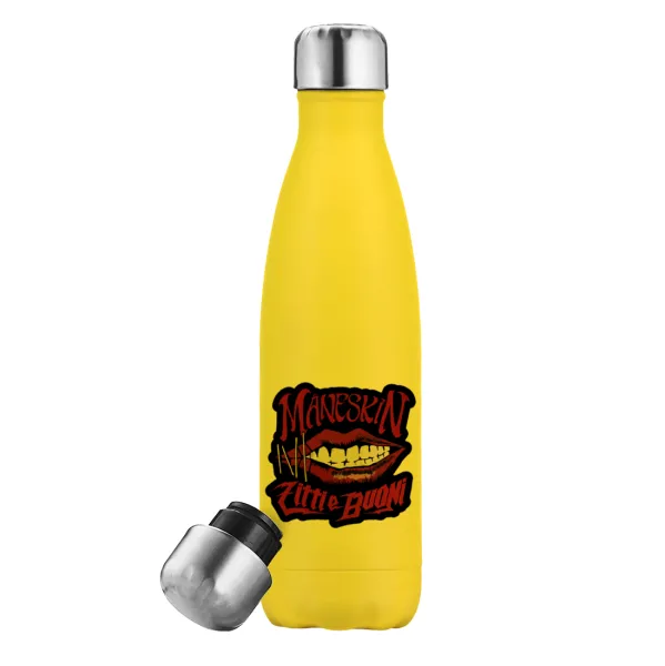 Maneskin lips — Yellow Stainless Steel Metallic Thermos, double-walled, 500ml