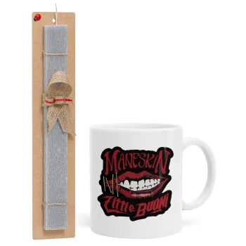 Maneskin lips, Πασχαλινή Λαμπάδα με Κούπα κεραμική (330ml) & κερί αρωματικό πλακέ (30cm) (ΓΚΡΙ)