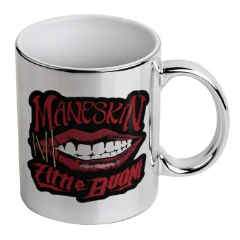Maneskin lips, Κούπα κεραμική, ασημένια καθρέπτης, 330ml