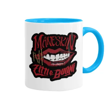 Maneskin lips, Κούπα χρωματιστή γαλάζια, κεραμική, 330ml