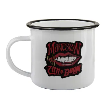 Maneskin lips, Κούπα εμαγιέ με μαύρο χείλος 360ml