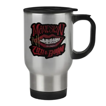 Maneskin lips, Stainless steel travel mug with lid, double wall 450ml
