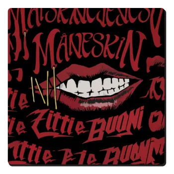 Maneskin lips, Τετράγωνο μαγνητάκι ξύλινο 6x6cm