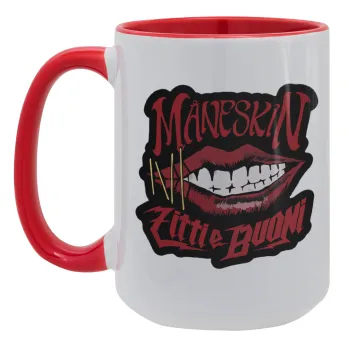 Maneskin lips, Κούπα Mega 15oz, κεραμική Κόκκινη, 450ml
