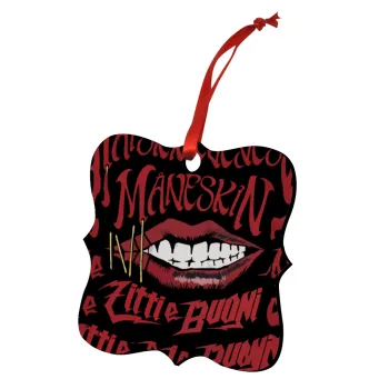 Maneskin lips, Christmas ornament polygon wooden 7.5cm
