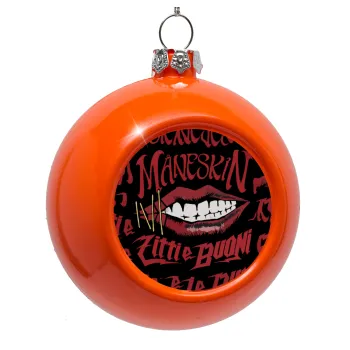 Maneskin lips, Orange Christmas tree ornament bauble 8cm