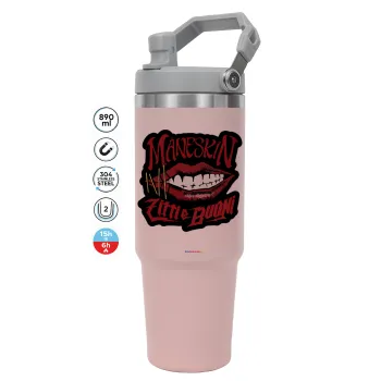 Maneskin lips, Pink color, 890ml (30oz) stainless Steel Tumbler with Handle