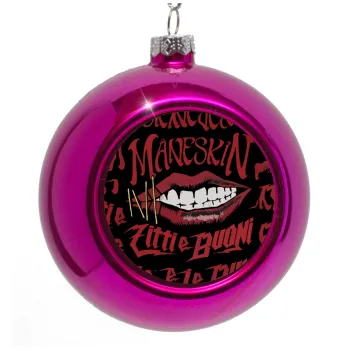 Maneskin lips, Purple Christmas tree ornament bauble 8cm