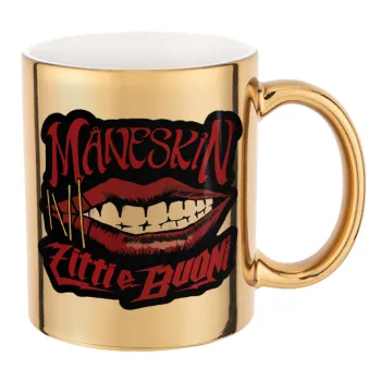 Maneskin lips, Mug ceramic, gold mirror, 330ml
