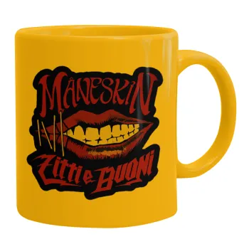 Maneskin lips, Ceramic coffee mug yellow, 330ml