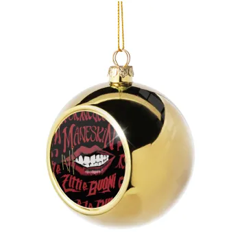 Maneskin lips, Golden Christmas tree ball ornament 8cm
