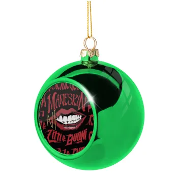 Maneskin lips, Green Christmas tree ornament ball 8cm